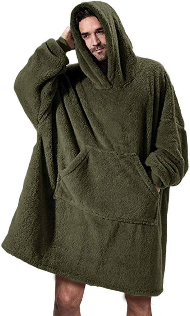 Filt-hoodie – armégrön
