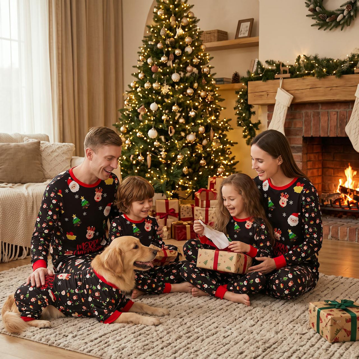 Matchande julpyjamas för hela familjen
