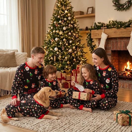 Matchande julpyjamas för hela familjen