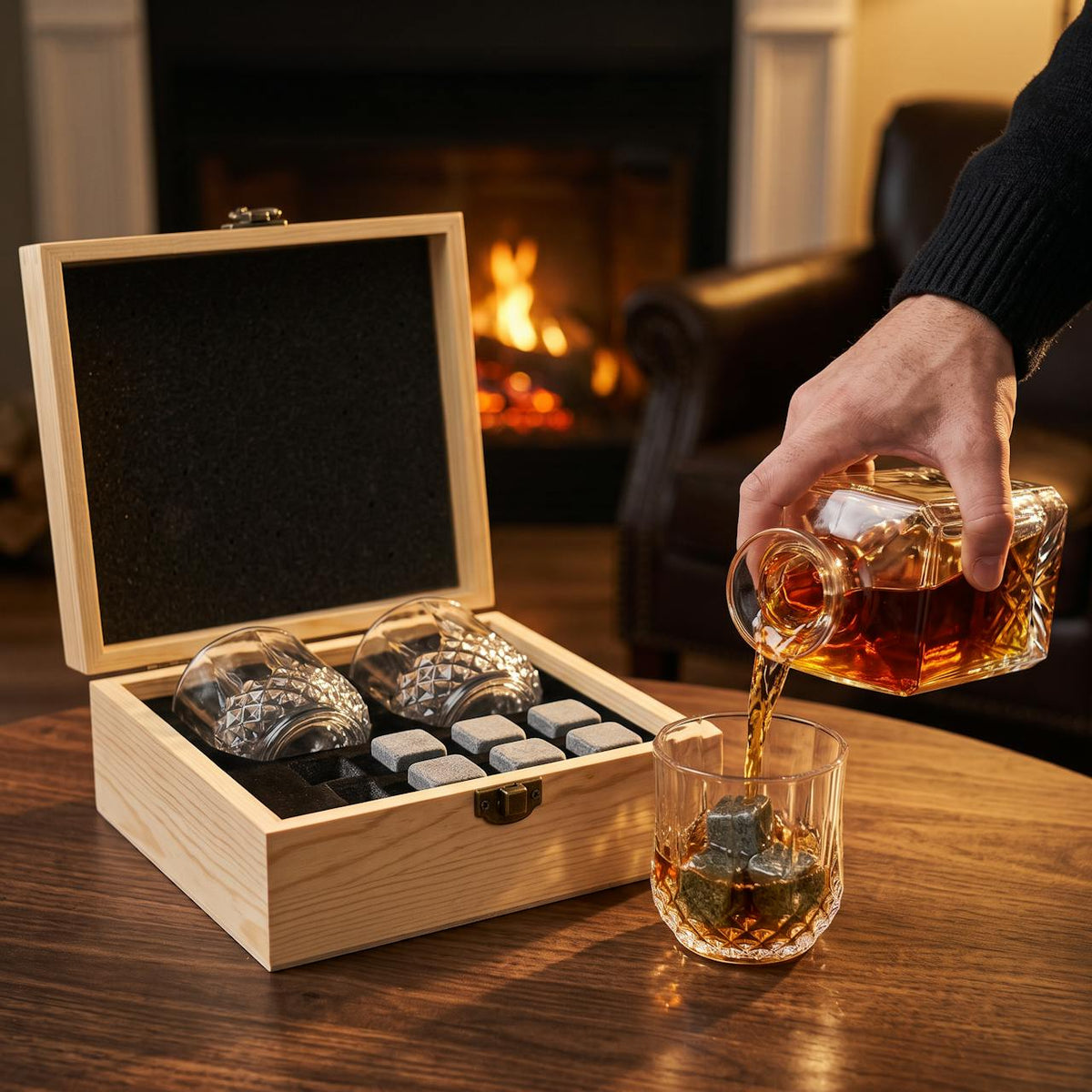 Whiskyset – whisky över stenarna vid brasan